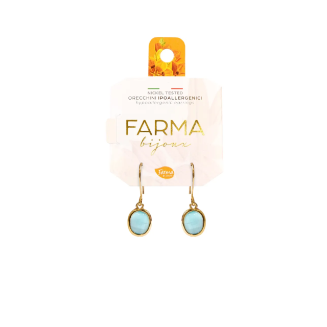 FARMA BIJOUX - Υποαλλεργικά Σκουλαρίκια Κρεμαστά Tιρκουάζ Χαλαζία 25mm 1 Ζευγάρι