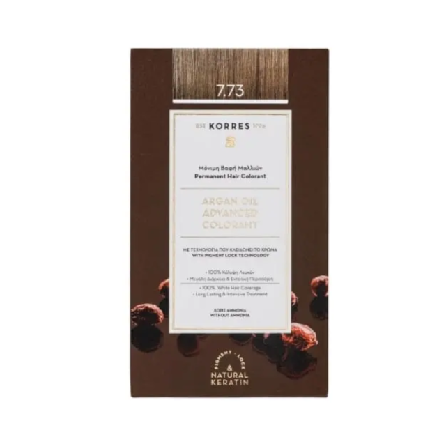 KORRES - Argan Oil Advanced Colorant Βαφή Μαλλιών 7.73 Χρυσή Μόκα 50ml
