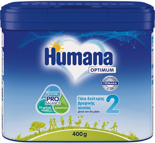 HUMANA - Optimum 2 Βρεφικό Γάλα 2ης Ηλικίας Μετά τον 6ο Μήνα 400gr