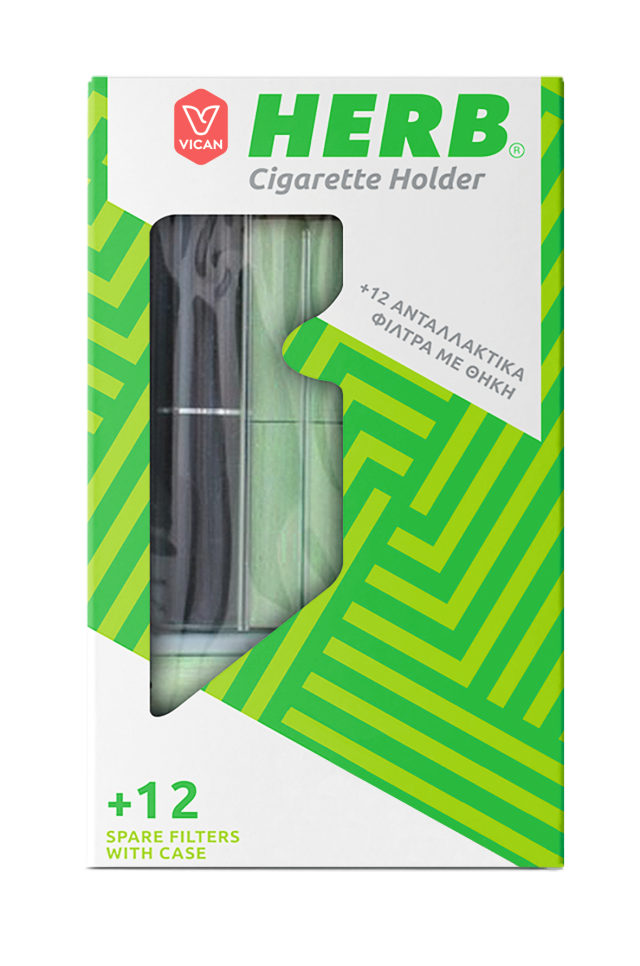 HERB - Cigarette Holder Χρυσό Χρώμα + 12 Ανταλλακτικά Φίλτρα με Θήκη