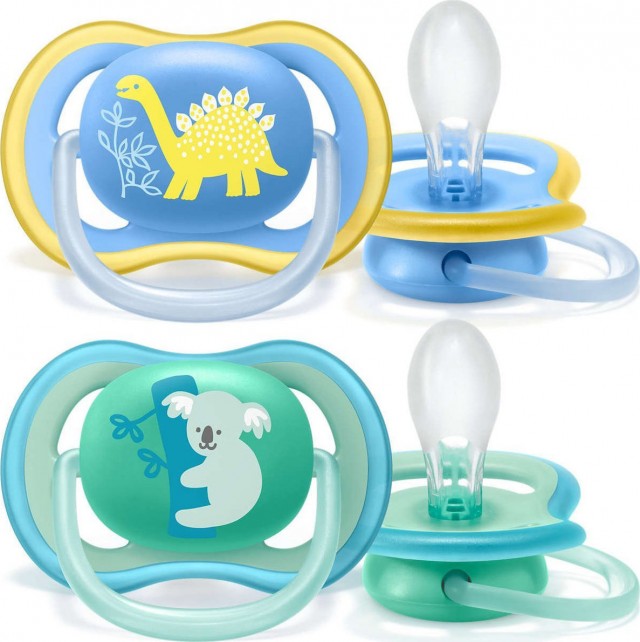 AVENT - Ultra Air 18m+ Ορθοδοντική Πιπίλα Σιλικόνης Μπλε-Πράσινη 2 Τμχ