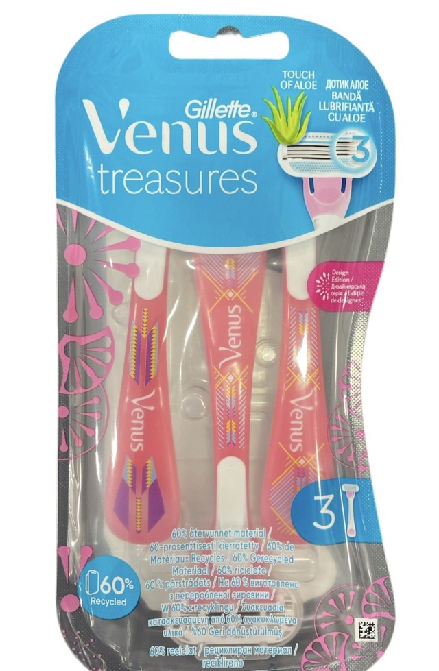 GILLETTE - Venus Treasures Ξυραφάκια μιας Χρήσης με 3 Λεπίδες και Λιπαντική Ταινία 3τμχ