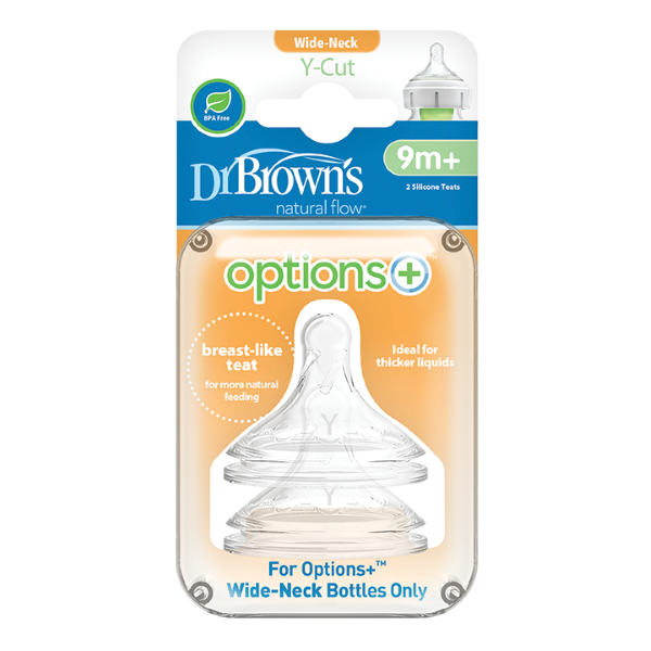 DR. BROWNS - Natural Flow Anti-Colic Nipple Θηλές Σιλικόνης για Μπιμπερό με Φαρδύ Λαιμό Y-Cut  2τμχ