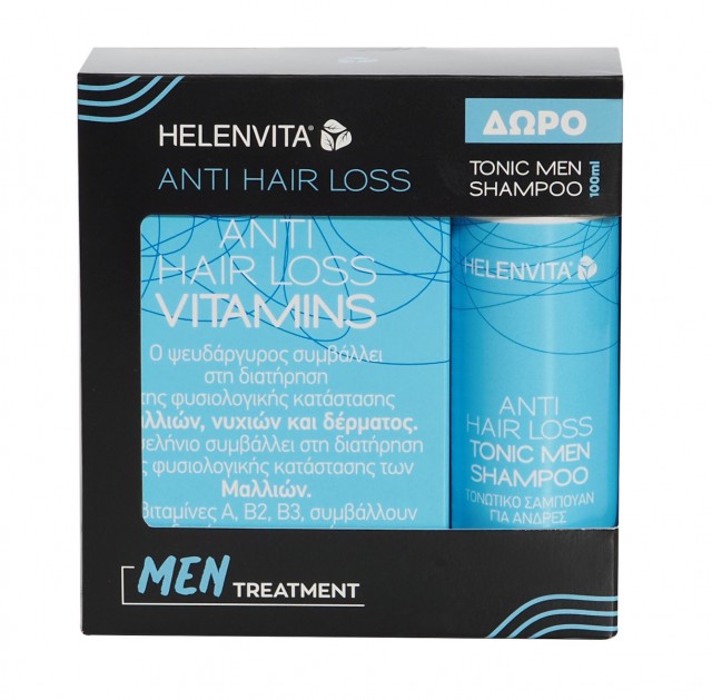 HELENVITA - Promo Anti Hair Loss Vitamins, Βιταμίνες για Μαλλιά,Νύχια,Δέρμα 60caps & ΔΩΡΟ Anti Hair Loss Tonic Men Shampoo 100ml