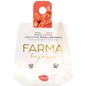 FARMA BIJOUX - Υποαλλεργικά Σκουλαρίκια Κρύσταλλα Τετράγωνα 3mm (BE14C01) 1 Ζευγάρι