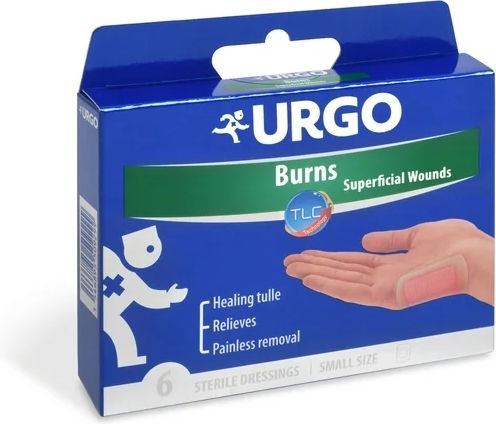 URGO - Burns & Superficial Wounds Αποστειρωμένα Επιθέματα για Εγκαύματα και Επιφανειακές Πληγές 5x7cm 6τμχ