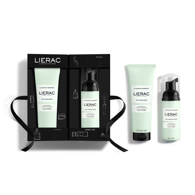 LIERAC - Promo The Scrub Mask Prebiotics Complex Μάσκα Απολέπισης Προσώπου 75ml & The Cleansing Foam With Prebiotics Complex Αφρός Καθαρισμού Προσώπου 50ml