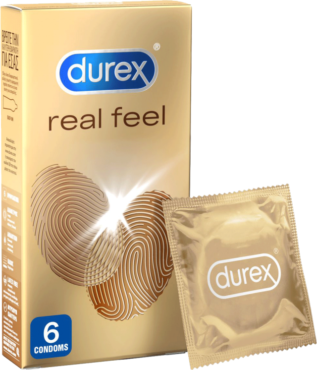 DUREX - Real Feel Προφυλακτικά Πολύ Λεπτά Χωρίς Λάτεξ  6τμχ