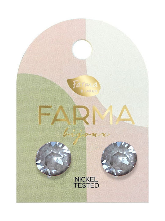 FARMA BIJOUX - Υποαλλεργικά Σκουλαρίκια Κρύσταλλα Γκρι 8,3mm (BE67C39) 1 Ζευγάρι