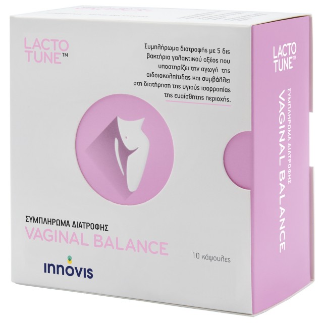 LACTOTUNE - Vaginal Balance Συμπλήρωμα Διατροφής για την Αποκατάσταση & Διατήρηση της Υγιούς Ισορροπίας του Κόλπου, 10x350mg caps