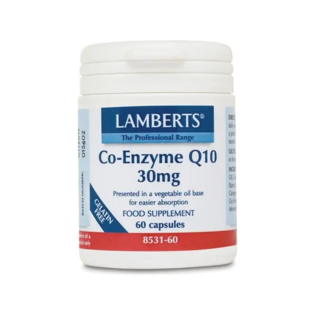 LAMBERTS - Co-Enzyme Q10 30mg - Συμπλήρωμα Διατροφής με Συνένζυμο Q10 60 Κάψουλες