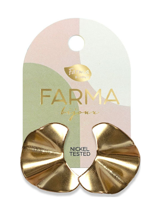 FARMA BIJOUX - Υποαλλεργικά Σκουλαρίκια Fan Earring Gold Σχέδιο Βεντάλια (G015) 13mm 1 Ζευγάρι