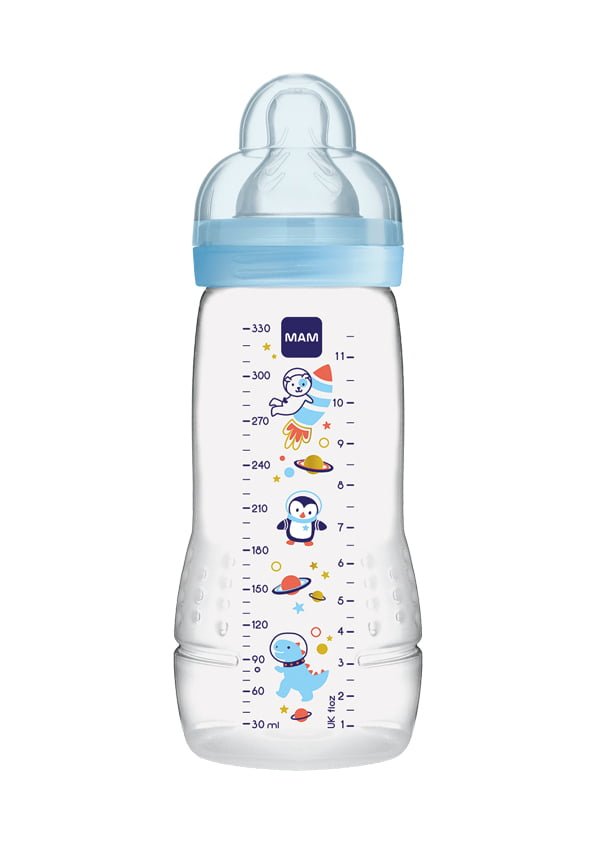 MAM - Easy Active Baby Bottle Πλαστικό Μπιμπερό Εύκολο στο Κράτημα 4m+ 361SB Μπλε 330ml