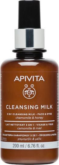 APIVITA - Cleansing Milk Γαλάκτωμα Καθαρισμού για Πρόσωπο & Μάτια 3 σε 1 με Χαμομήλι & Μέλι 200ml