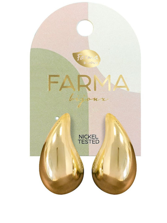 FARMA BIJOUX - Υποαλλεργικά Σκουλαρίκια Gold Drop Χρυσές Μεγάλες Σταγόνες (WOW10) 30mm 1 Ζευγάρι