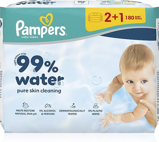 PAMPERS - Promo Pack Baby Wipes 99% Water Μωρομάντηλα 3 x 60τμχ (180τμχ)