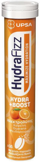 UPSA - Hydrafizz Hydra + Boost Ηλεκτρολύτες με γεύση Πορτοκάλι 16 Αναβράζοντα Δισκία