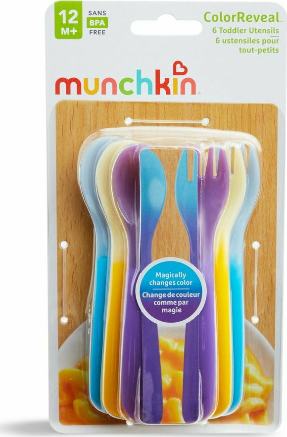 MUNCHKIN - Βρεφικό Σετ με Πιρούνι με Ένδειξη Θερμοκρασίας από Πλαστικό Multicolor για 12+ μηνών 6τμχ