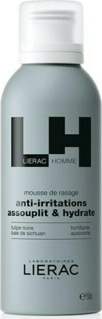 LIERAC - Homme Shaving Foam Αφρός Ξυρίσματος Κατά των Ερεθισμών που Απαλύνει & Ενυδατώνει, 150ml