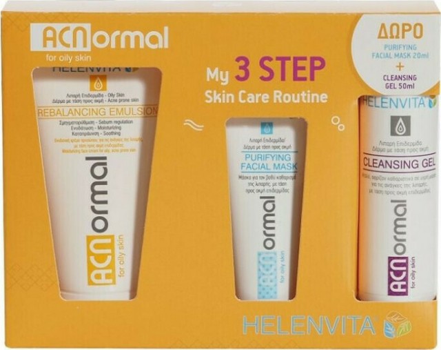 HELENVITA - Promo Acnormal Rebalancing Emulsion Ενυδατική Κρέμα Προσώπου 60 ml & Δώρο Purifying Facial Mask Μάσκα για Βαθύ Καθαρισμό 20 ml + Cleansing Gel Αφρίζον Καθαριστικό 50 ml