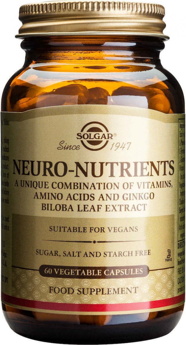 SOLGAR - Neuro Nutrients Σύμπλεγμα Αμινοξέων & Άλλων Διατροφικών Στοιχείων 60 φυτικές κάψουλες