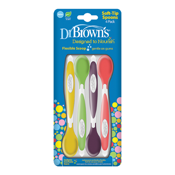 DR. BROWNS - Soft Tip Spoons Flexible Scoop Μαλακά Κουταλάκια Ταΐσματος 4m+ TF009 4τμχ