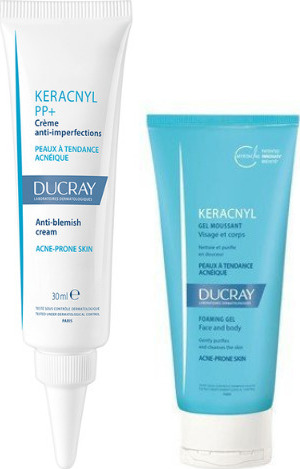 DUCRAY - Keracnyl Gel Καθαρισμού Προσώπου - Σώματος για Λιπαρές Επιδερμίδες 40ml & Keracnyl PP+ Anti Blemish Cream 30ml