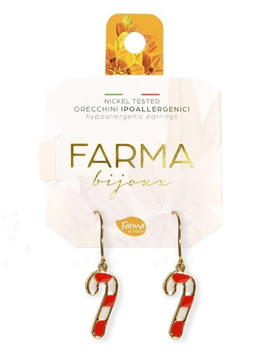FARMA BIJOUX - Υποαλλεργικά Σκουλαρίκια Candy Cane 25mm (XM08) 1 Ζευγάρι