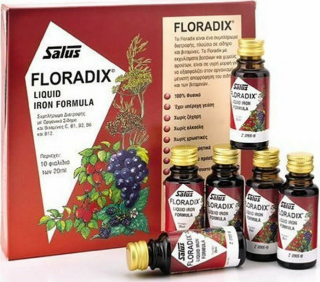 POWER HEALTH - Floradix Γυναικείο Τονωτικό με ειδικά εκχυλίσματα φρούτων, σίδηρο & βιταμίνες, 10x20ml