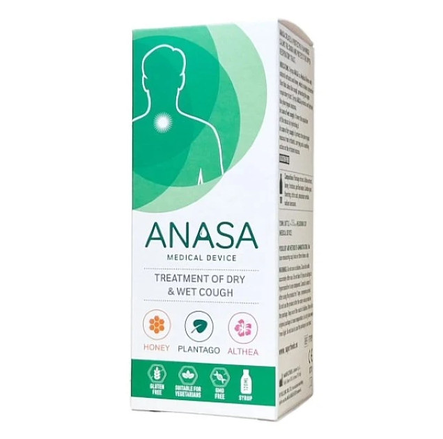 SUPERFOODS - Anasa Σιρόπι Ενηλίκων Για Τον Ξηρό - Παραγωγικό Βήχα Μέλι - Αλθαία 120ml