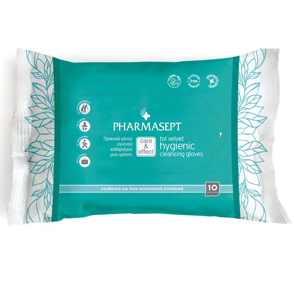 PHARMASEPT - Tol Velvet Hygienic Cleansing Gloves Γάντια Καθαρισμού 10τμχ