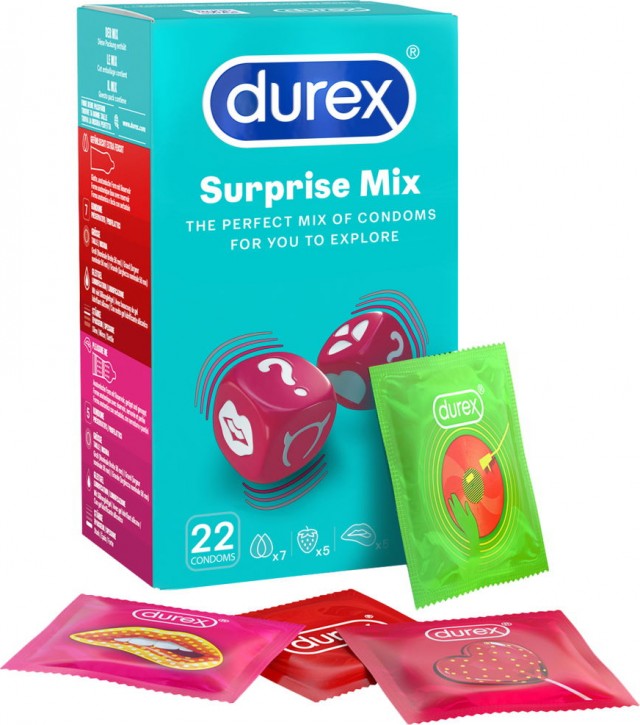 DUREX - Suprise Mix Collection Ποικιλία 22 Προφυλακτικών για Πολύχρωμη & Διασκεδαστική Αλλαγή, 22τεμ