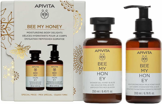 APIVITA - Promo Bee My Honey - Moisturizing Body Delights Shower Gel Honey & Aloe 250ml Αφρόλουτρο & Body Milk Honey & Aloe Γαλάκτωμα Σώματος 200ml