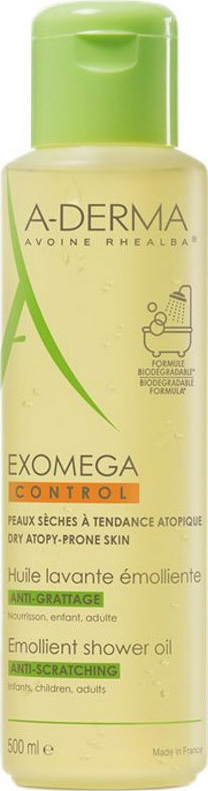 A-DERMA - Exomega Control Emollient Shower Oil Μαλακτικό Λάδι Καθαρισμού για Ατοπικό Δέρμα, 500ml