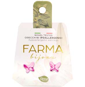 FARMA BIJOUX - Υποαλλεργικά Σκουλαρίκια Κρύσταλλα Πεταλούδες Απαλό Ροζ 8,0mm (BE161C14) 1 Ζευγάρι