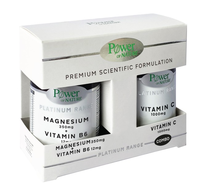 POWER HEALTH - Platinum Range Magnesium 350mg + Vitamin B6 12mg 30caps & Vitamin C 1000mg 20tabs