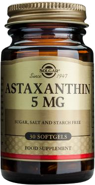 SOLGAR -  Astaxanthin 5mg Συμπλήρωμα Διατροφής με Ισχυρή Αντιοξειδωτική Δράση 30 Μαλακές Κάψουλες