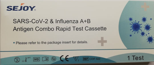 SEJOY - COVID-19 Test Kit Τριπλό Διαγνωστικό Τεστ Covid-19 & Infuenza A/B 1 τεμάχιο