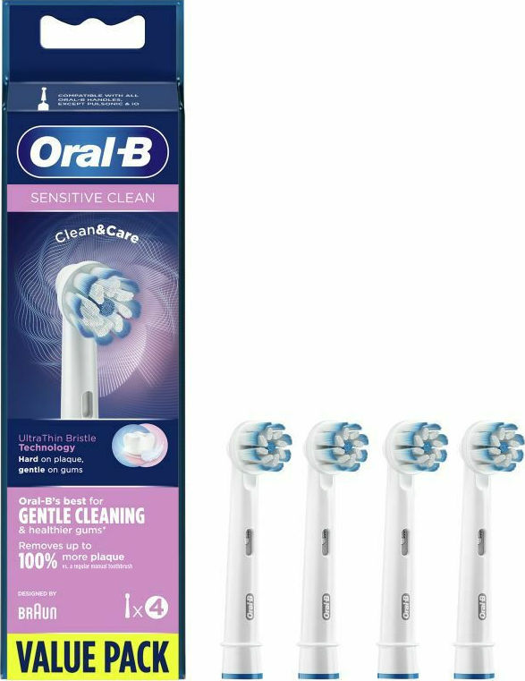ORAL-B - Sensitive Clean Clean&Care Value Pack Ανταλλακτικές Κεφαλές για Ηλεκτρική Οδοντόβουρτσα 4τμχ