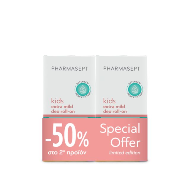 PHARMASEPT - Promo Kids Extra Mild Deo Roll-On Παιδικό Αποσμητικό Roll-On Χωρίς Αλουμίνιο 2x50ml