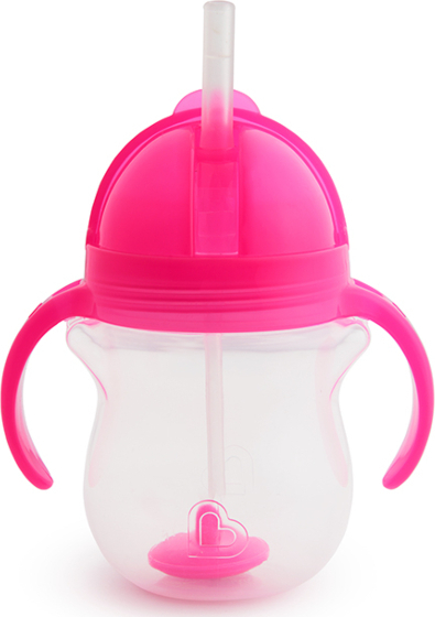 MUNCHKIN - Click Lock Tip & Sip Straw Cup Ποτήρι με Ευέλικτο Καλαμάκι 6m+, 207ml - ροζ