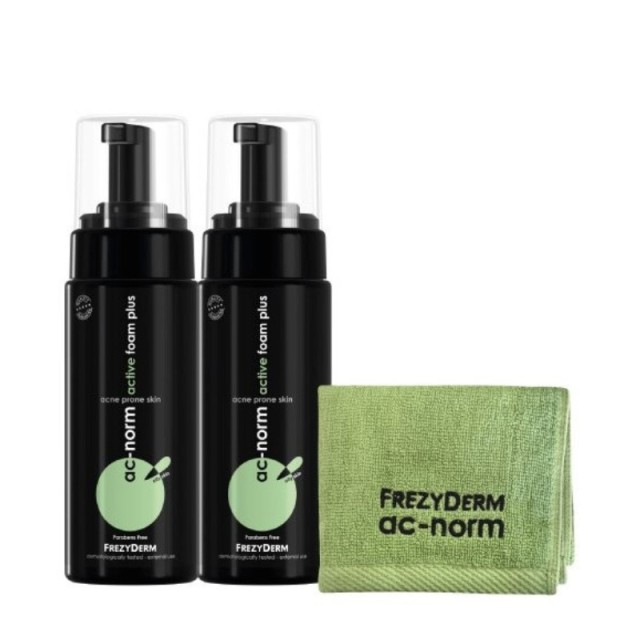 FREZYDERM - Promo  Ac-Norm Active Foam Plus 2 Χ 150ml & Δώρο Αντιβακτηριακή Πετσέτα Προσώπου 1τμχ