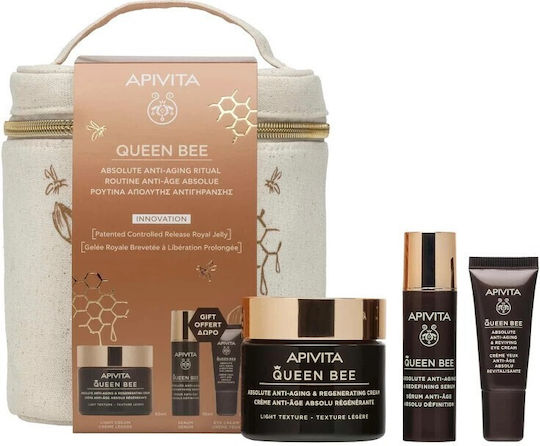 APIVITA - Promo Queen Bee Κρέμα Ελαφριάς Υφής Απόλυτης Αντιγήρανσης & Αναγέννησης 50 ml & Δώρο Queen Bee Serum Αντιγήρανσης 10 ml + Queen Bee Κρέμα Ματιών Αντιγήρανσης 5 ml