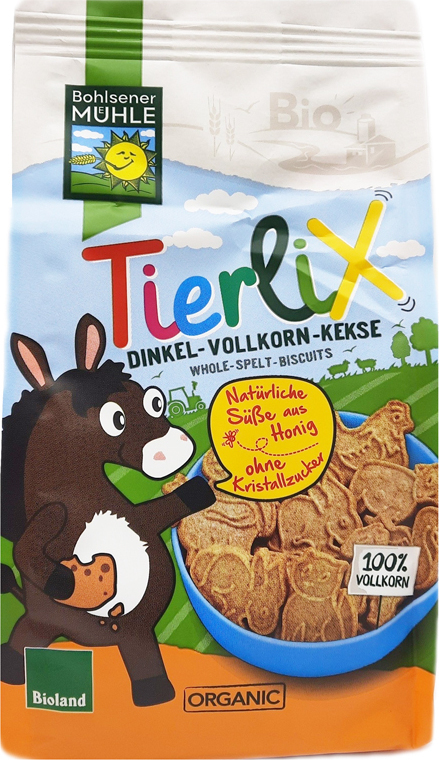 BOHLSENER - Muhle Tierlix Whole Spelt Biscuits Παιδικά Βιολογικά Μπισκότα Ντίνκελ Ζωάκια, 125gr