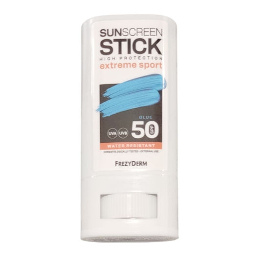 FREZYDERM - Sun Screen Stick Extreme Sport Blue SPF50 - Αντηλιακό Stick για Πρόσωπο & Σώμα Ιδανικό για Αθλητικές Δραστηριότητες 20ml