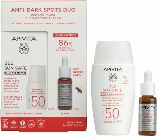 APIVITA - Promo Bee Sun Safe Anti-Dark Spots Duo - Daily Age Repair Face Fluid SPF50 50ml & Δώρο C15 Propolis Correct Serum 10ml