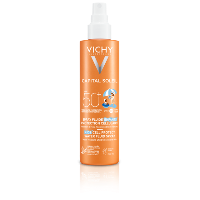 VICHY - Capital Soleil Cell Protect Water Fuid Spray SPF50+ Αντηλιακό Γαλάκτωμα Λεπτόρευστο για Πρόσωπο και Σώμα 200ml