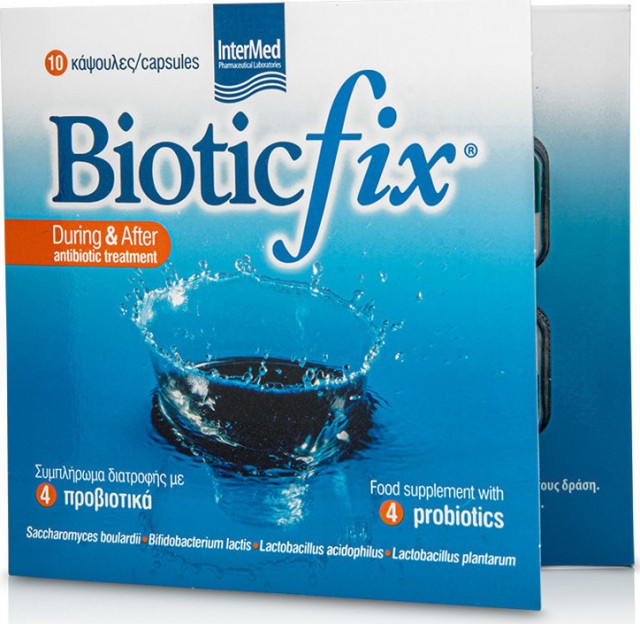 INTERMED - Biotic fix με 4 Προβιοτικά, Αποκατάσταση Εντερικής & Κολπικής Χλωρίδας 10caps