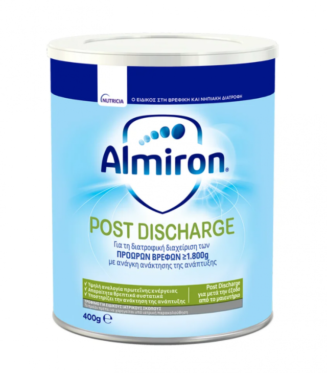 NUTRICIA - ALMIRON Post Discharge Γάλα Για Πρόωρα Βρέφη Για Μετά Την Έξοδο Από Το Μαιευτήριο 400gr