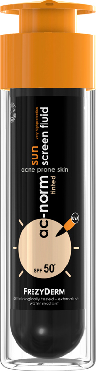 FREZYDERM - AC Norm Sunscreen Fluid Sun Tinted SPF50+ Αντηλιακό Προσώπου Σε μορφή Πούδρας Με Χρώμα 50ml